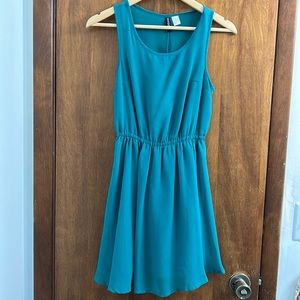 A line green mini dress